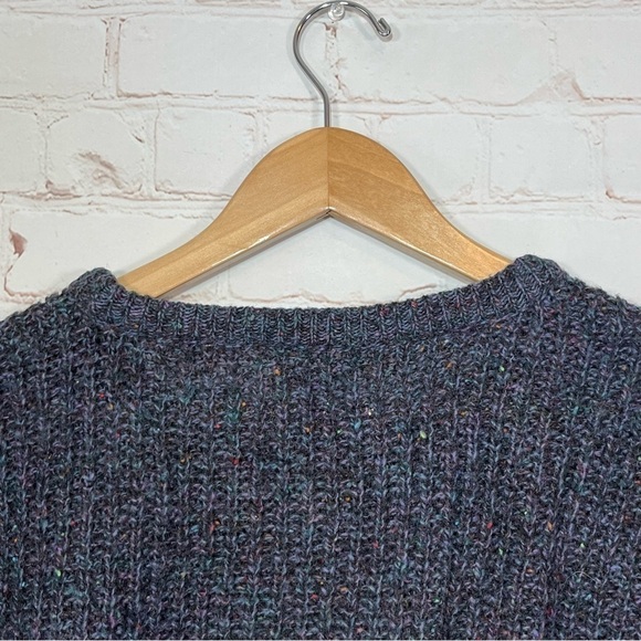 Vintage Italian Wool Sweater Mens Medium Blue Patchwork Cable Knit 90s - Picture 13 of 13